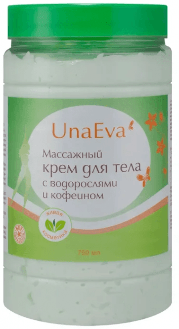 Массажный крем с кофеином и водорослями Unaeva 750 мл Массажный крем с кофеином и водорослями Unaeva 750 мл