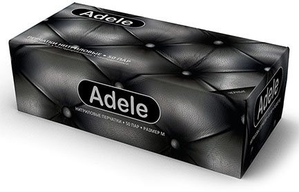 Adele, смотровые нитриловые перчатки, черные, 100 штук
