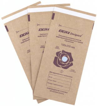 Крафт-пакеты для паровой и воздушной стерилизации 100 х 250 мм 100 штук DGM Steriguard 