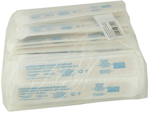 Шпатель медицинский деревянный стерильный, 140 х 18 х 1,8 мм, 100 штук Шпатель медицинский деревянный стерильный, 140 х 18 х 1,8 мм, 100 штук