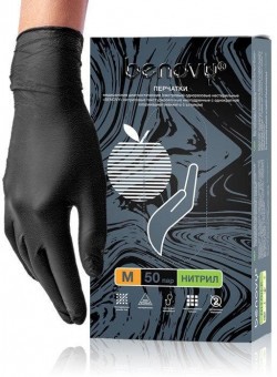 Перчатки нитриловые BENOVY Nitrile MultiColor, черные, 100 штук