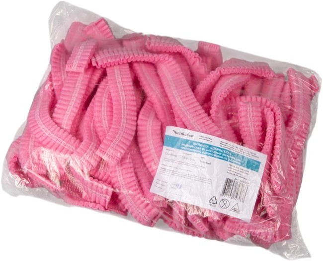 Шапочка "Шарлотта" розовая 50 штук ЧИСТОВЬЕ спанбонд 15 г/м2 Шапочка "Шарлотта" розовая 50 штук ЧИСТОВЬЕ спанбонд 15 г/м2