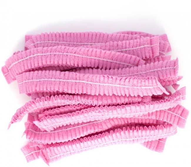 Одноразовые шапочки розовые 100 штук