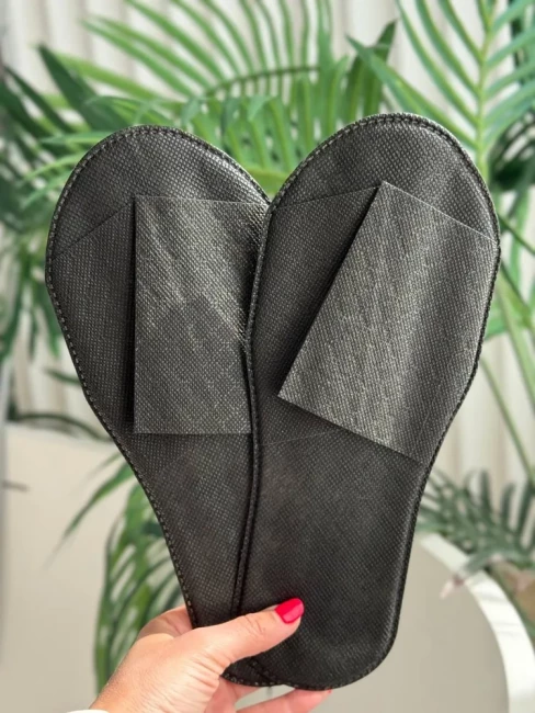 Тапочки одноразовые Хотель черные (без швов и применения ниток)